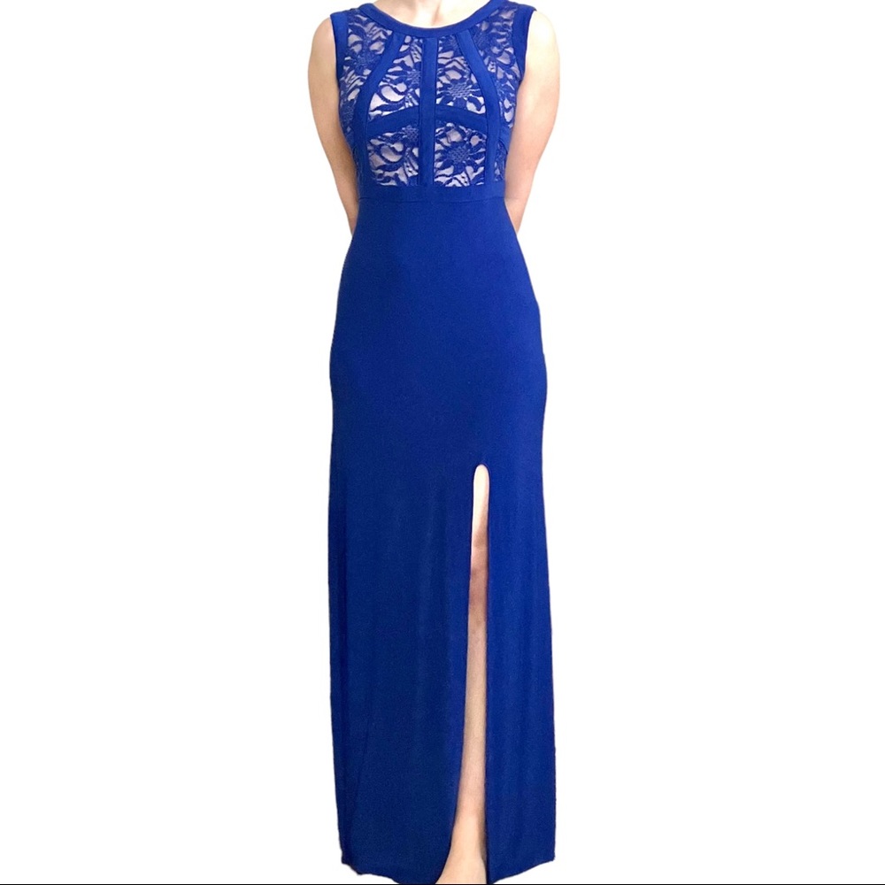 blue! lacey! long! prom dress!